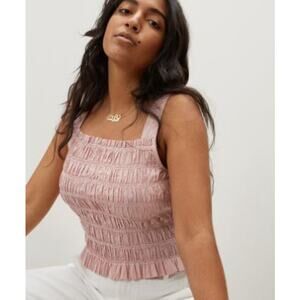 Everlane Pink Smocked Tank Top